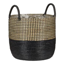 Korbtopf 515 aus Seegras mit Griffen - Nature Black/39