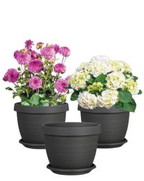 Country Star 3er-Set Blumentöpfe mit Untersetzern - Metallic Grey