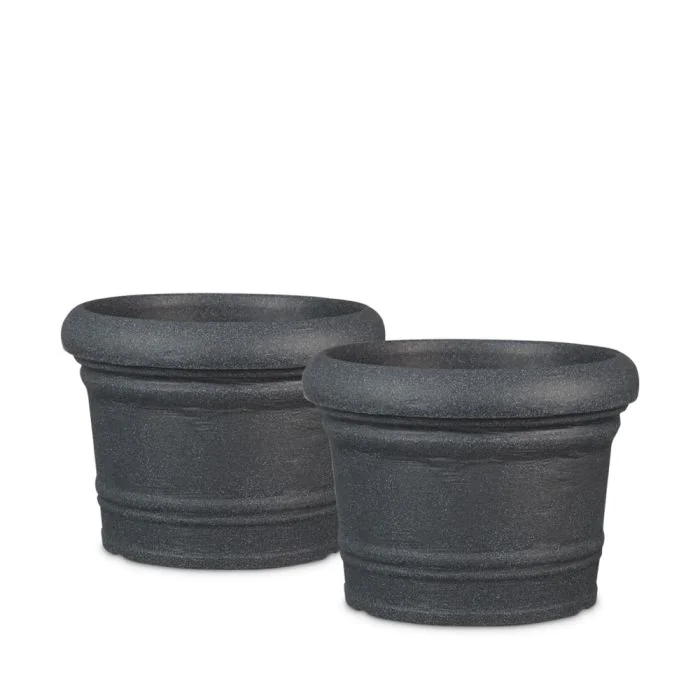 Scheurich Formia 2er Blumentöpfe Set - Schwarz Granit